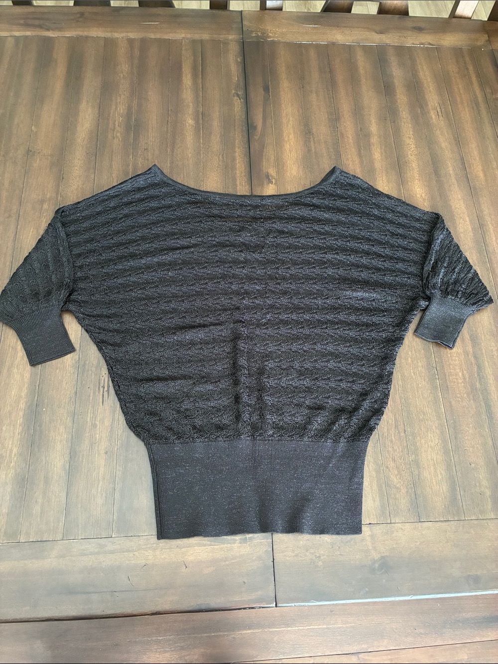 Cache Black Short Dolman Sleeve Knit Top